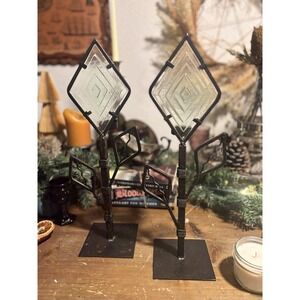 Iron Votive Holders (vintage, Mid century‎ Modern, Glass, Floral)